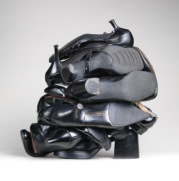 Shine, Willie Cole (American, born Newark, New Jersey, 1955), Shoes, steel wire, monofilament line, washers, and screws