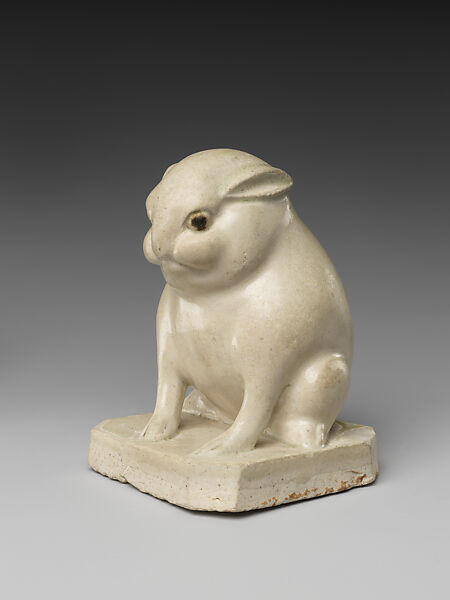 Rabbit, Porcelain with white and brown glazes, China 