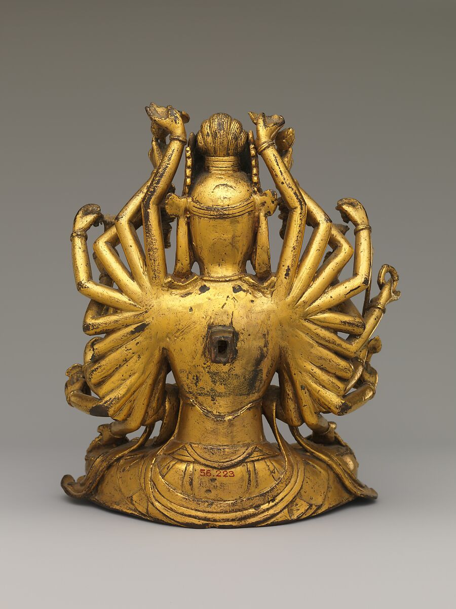 Avalokiteshvara in a Multiarmed Tantric Form, Gilt arsenical bronze, China, Yunnan Province