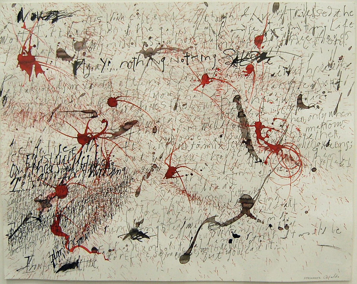 Drawing 16 from "The Diary" series, Leon Steinmetz (American), Black and red inks on paper 