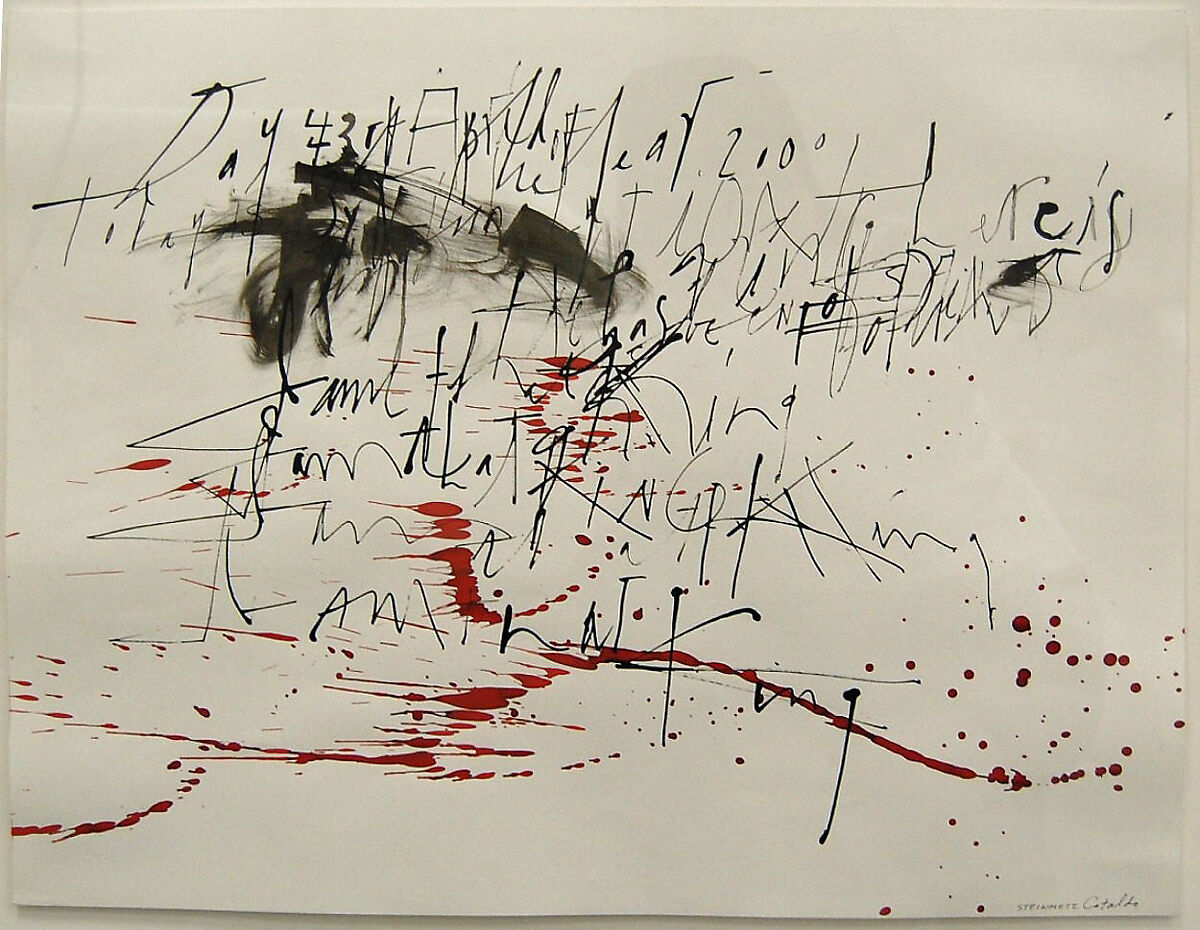 Drawing 27 from "The Diary", Leon Steinmetz (American), Black and red inks on paper 