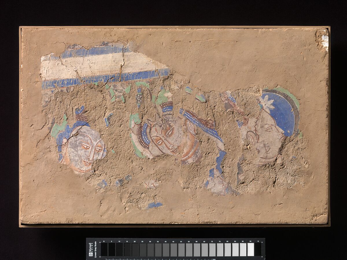 Three Bodhisattvas, Pigments on mud plaster, China (Xinjiang Uyghur Autonomous Region)