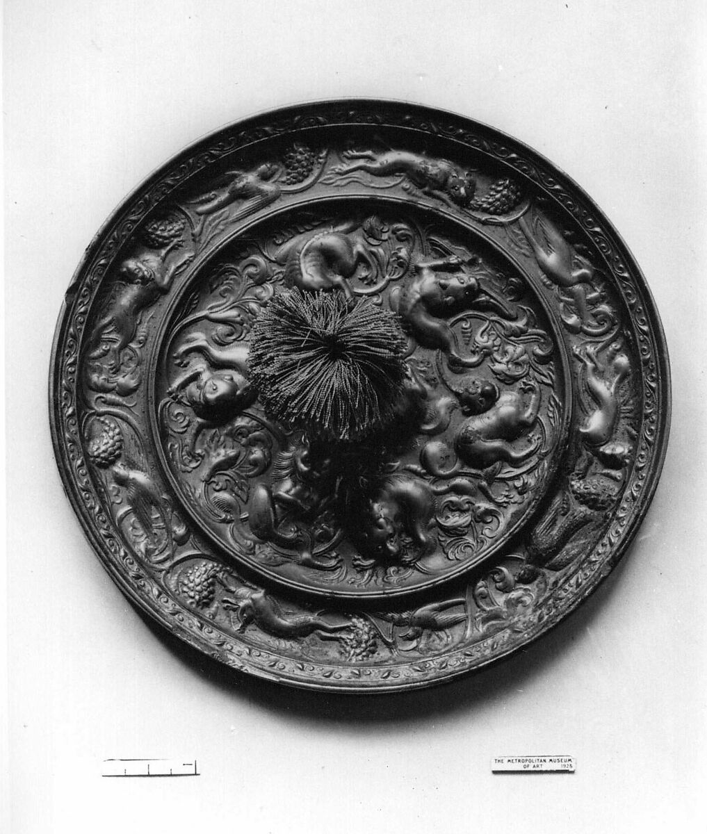 Mirror with Grapes and Fantastic Sea Animals, Bronze, China 