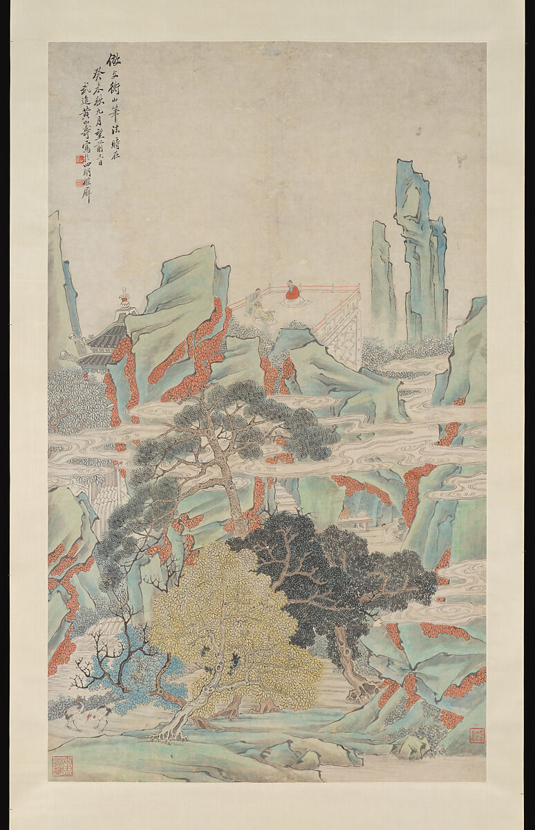 Heavenly Cave in the Immortal World, Huang Shanshou (Chinese, 1855–1919), Hanging scroll; ink and color on paper, China 