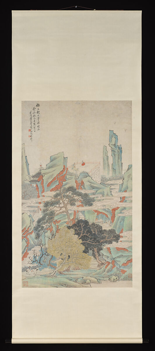 Heavenly Cave in the Immortal World, Huang Shanshou (Chinese, 1855–1919), Hanging scroll; ink and color on paper, China