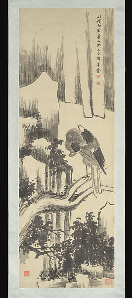 Eagle, Gao Yong (Chinese, 1850–1921), Hanging scroll; ink on paper, China 