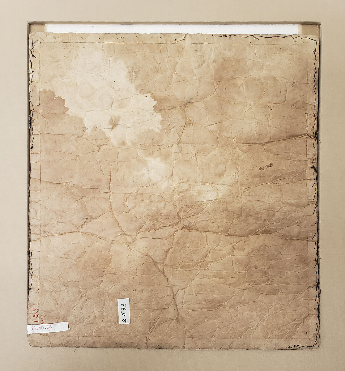 Rank badge with a crane (one of a pair), Silk and metallic-thread embroidery on silk satin damask, Korea