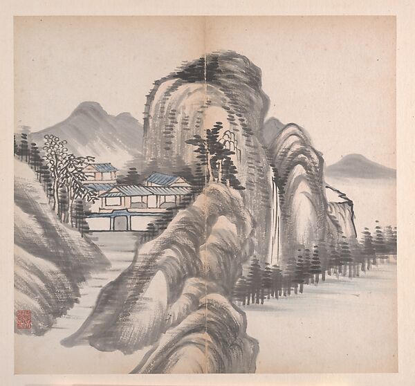Landscapes, He Weipu (Chinese, 1844–1925), Album of eight leaves; ink and color on paper, China