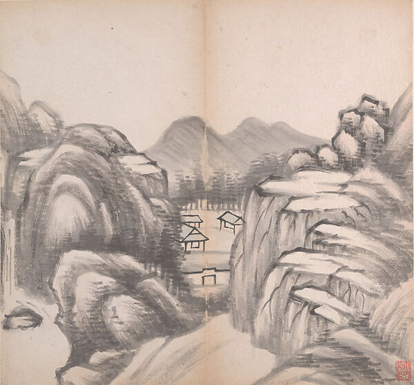Landscapes, He Weipu (Chinese, 1844–1925), Album of eight leaves; ink and color on paper, China