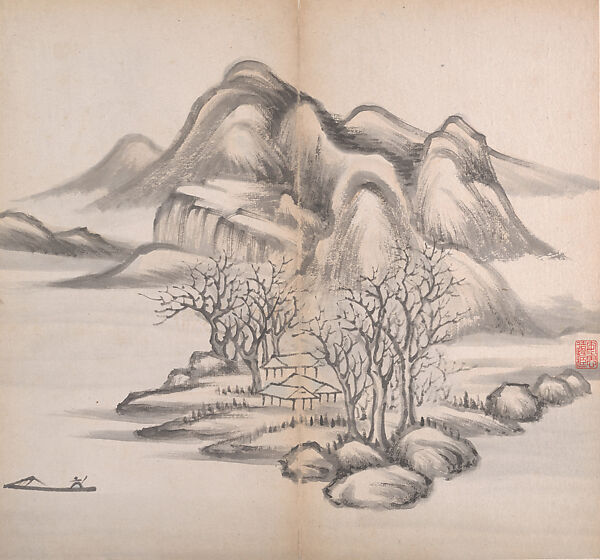 Landscapes, He Weipu (Chinese, 1844–1925), Album of eight leaves; ink and color on paper, China