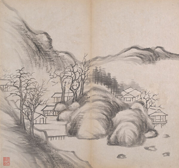 Landscapes, He Weipu (Chinese, 1844–1925), Album of eight leaves; ink and color on paper, China