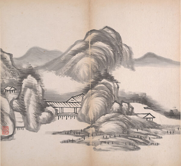 Landscapes, He Weipu (Chinese, 1844–1925), Album of eight leaves; ink and color on paper, China