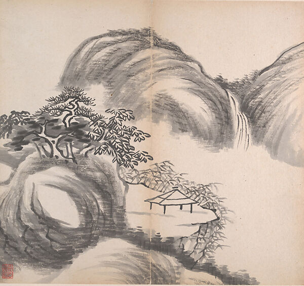Landscapes, He Weipu (Chinese, 1844–1925), Album of eight leaves; ink and color on paper, China 