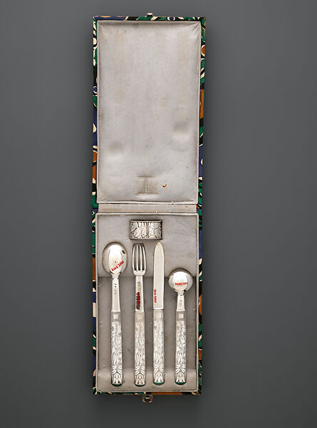 Flatware set, Carl Otto Czeschka (Austrian, Vienna 1878–1960 Hamburg), Silver and malachite