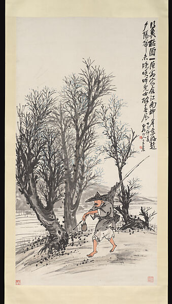 Returning Fisherman, Wang Zhen (Chinese, 1867–1938), Hanging scroll; ink and color on paper, China 