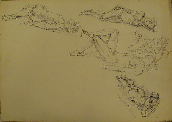 Untitled (female nude studies), Reginald Marsh (American, Paris 1898–1954 Dorset, Vermont), Pen and india ink on paper 