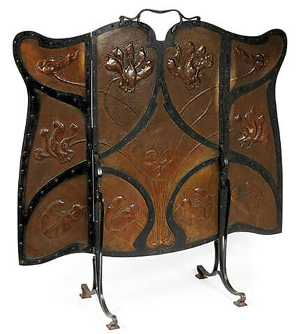Fire screen, Gustave Serrurier-Bovy (Belgian, Liège 1858–1910 Antwerp), Iron, copper alloy