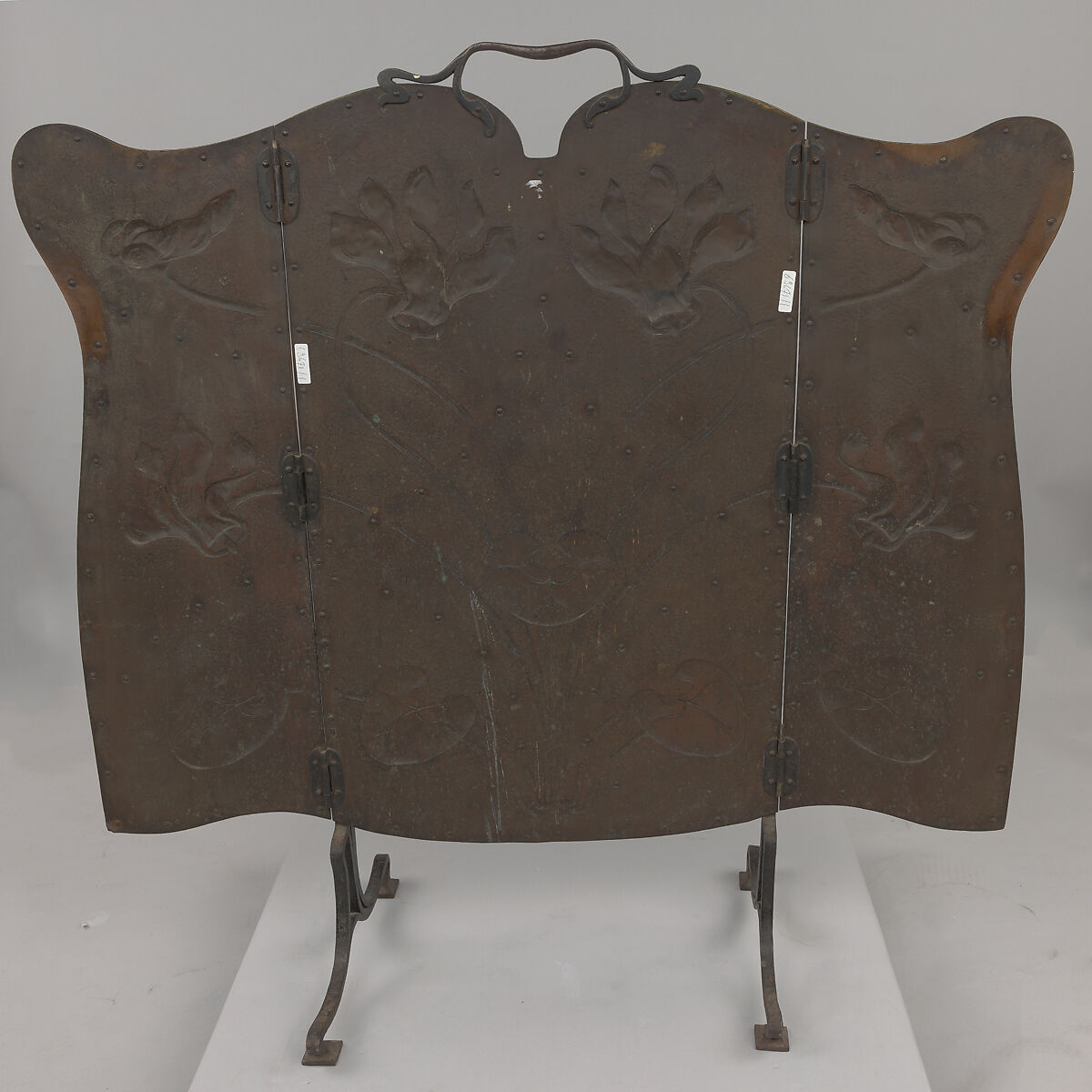 Fire screen, Gustave Serrurier-Bovy (Belgian, Liège 1858–1910 Antwerp), Iron, copper alloy
