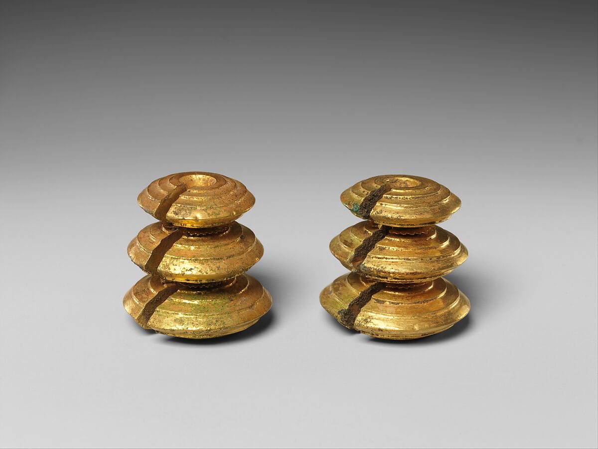 Pair of Weighted Fasteners, Gold, Indonesia (Java) 