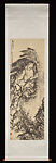 Pine Cliff and Waterfall, Liu Haisu (Chinese, 1896–1994), Hanging scroll; ink on bark paper, China