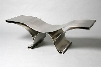 "Vague" Stool, Maria Pergay (French, born Chisinau, Moldavia 1930), Steel, upholstered seat cushion 