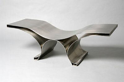 "Vague" Stool, Maria Pergay (French, Chisinau, Moldavia 1930–2023), Steel, upholstered seat cushion 