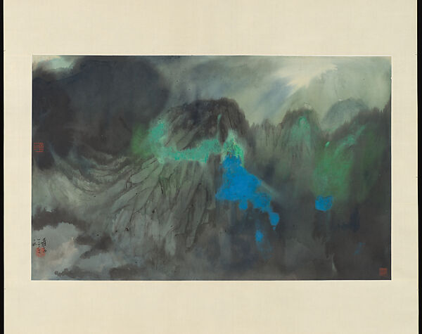 "Splashed-color" landscape, Chang Dai-chien (Zhang Daqian)  Chinese, Hanging scroll; ink and color on paper, China