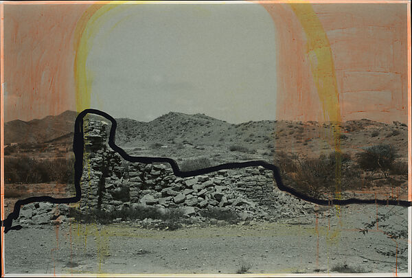 Untitled, Huma Bhabha (Pakistani, born Karachi, 1962), Ink on black and white photograph 