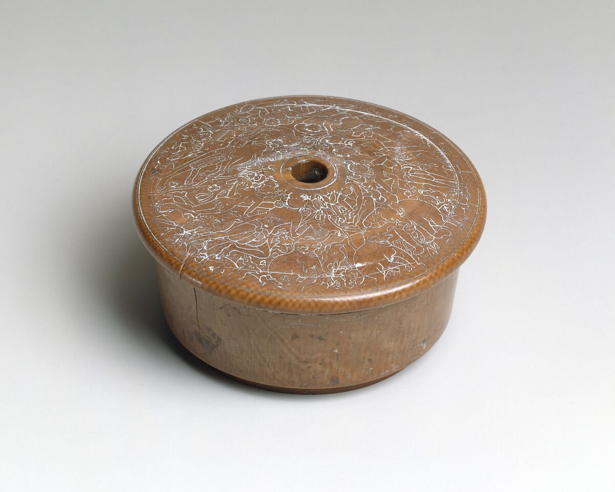 Box Lid with Incised Figural Decoration, Ivory, India (Andhra Pradesh or West Bengal) 