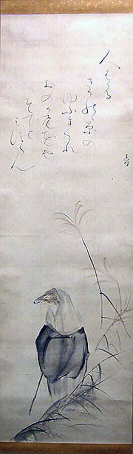 Hakuzosu the Fox-Spirit, Ōtagaki Rengetsu (Japanese, 1791–1875), Hanging scroll; ink, color, and silver on paper, Japan