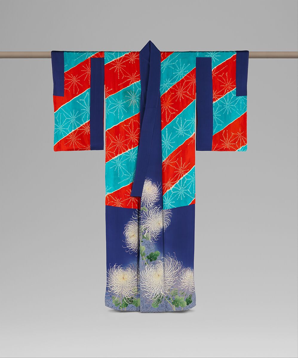 Kimono Ensemble with Chrysanthemums, Silk, metallic thread, Japan