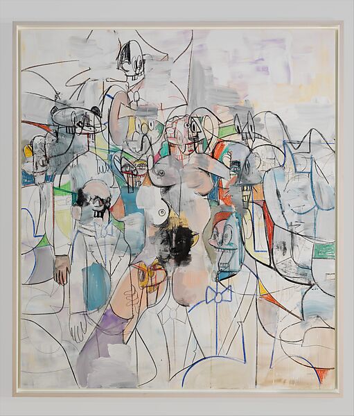 Rush Hour, George Condo (American, born Concord, New Hampshire, 1957), Acrylic, graphite, charcoal, and pastel on canvas 