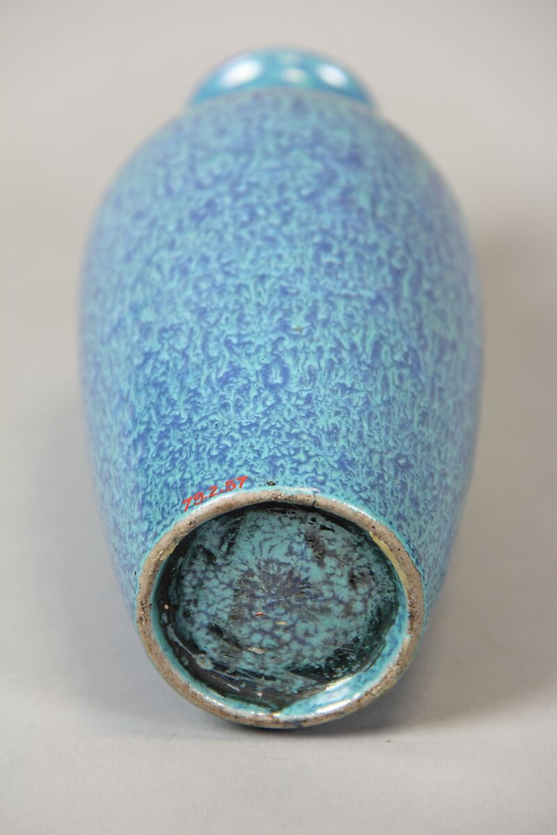 Vase, Porcelain with a dappled blue and green glaze, China