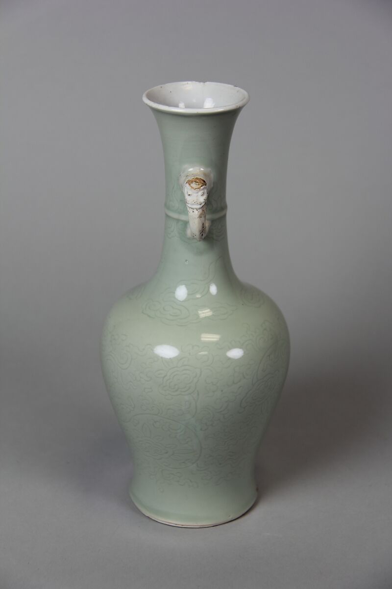Bottle with Two Handles, Porcelain with celadon glaze, China