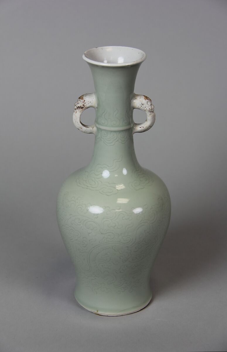 Bottle with Two Handles, Porcelain with celadon glaze, China 