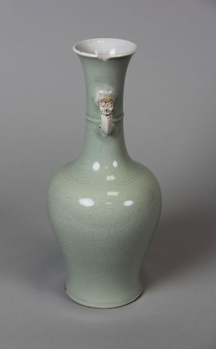 Bottle with Two Handles, Porcelain with celadon glaze, China