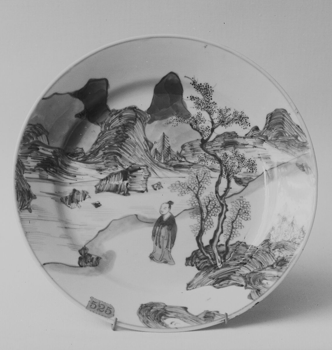 Dish with Scholar in a Landscape, Porcelain painted with cobalt blue under a clear glaze (Jiangxi Province; Jingdezhen ware), China 