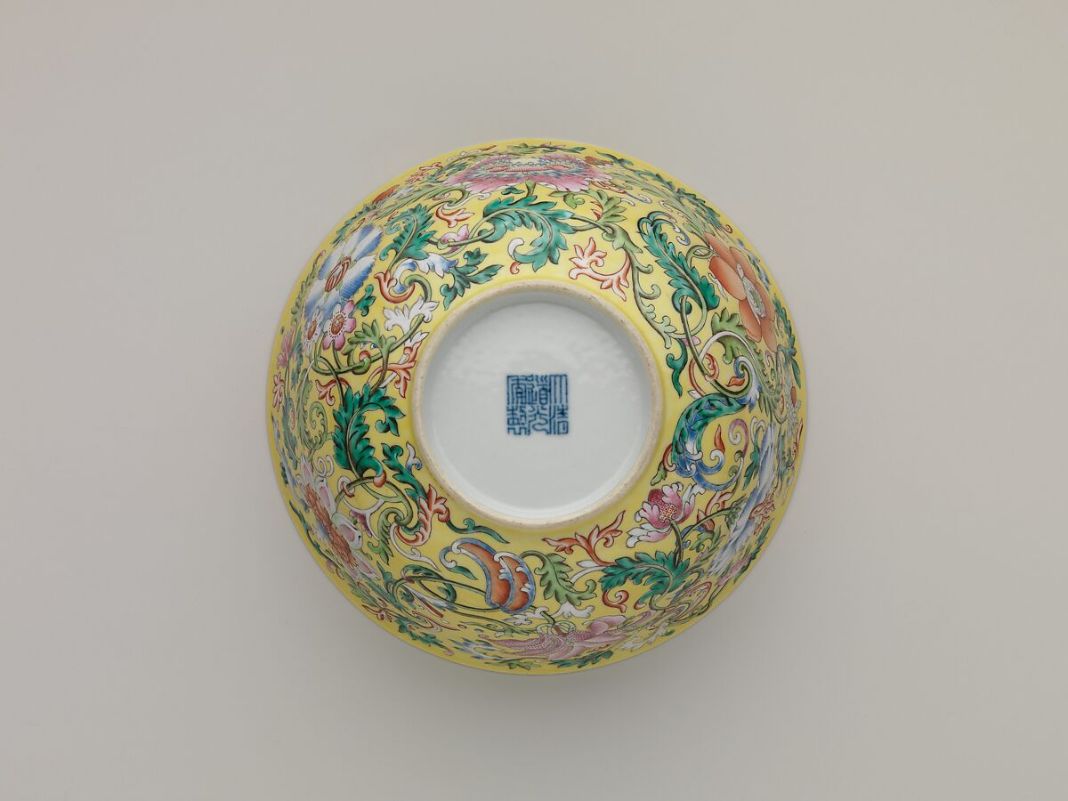 Bowl with imaginary composite flowers, Porcelain painted with overglaze enamels (Jingdezhen ware), China