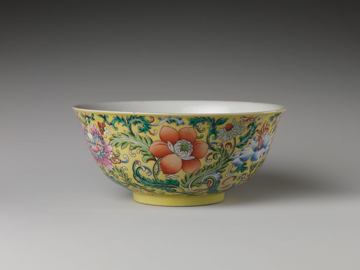 Bowl with imaginary composite flowers, Porcelain painted with overglaze enamels (Jingdezhen ware), China