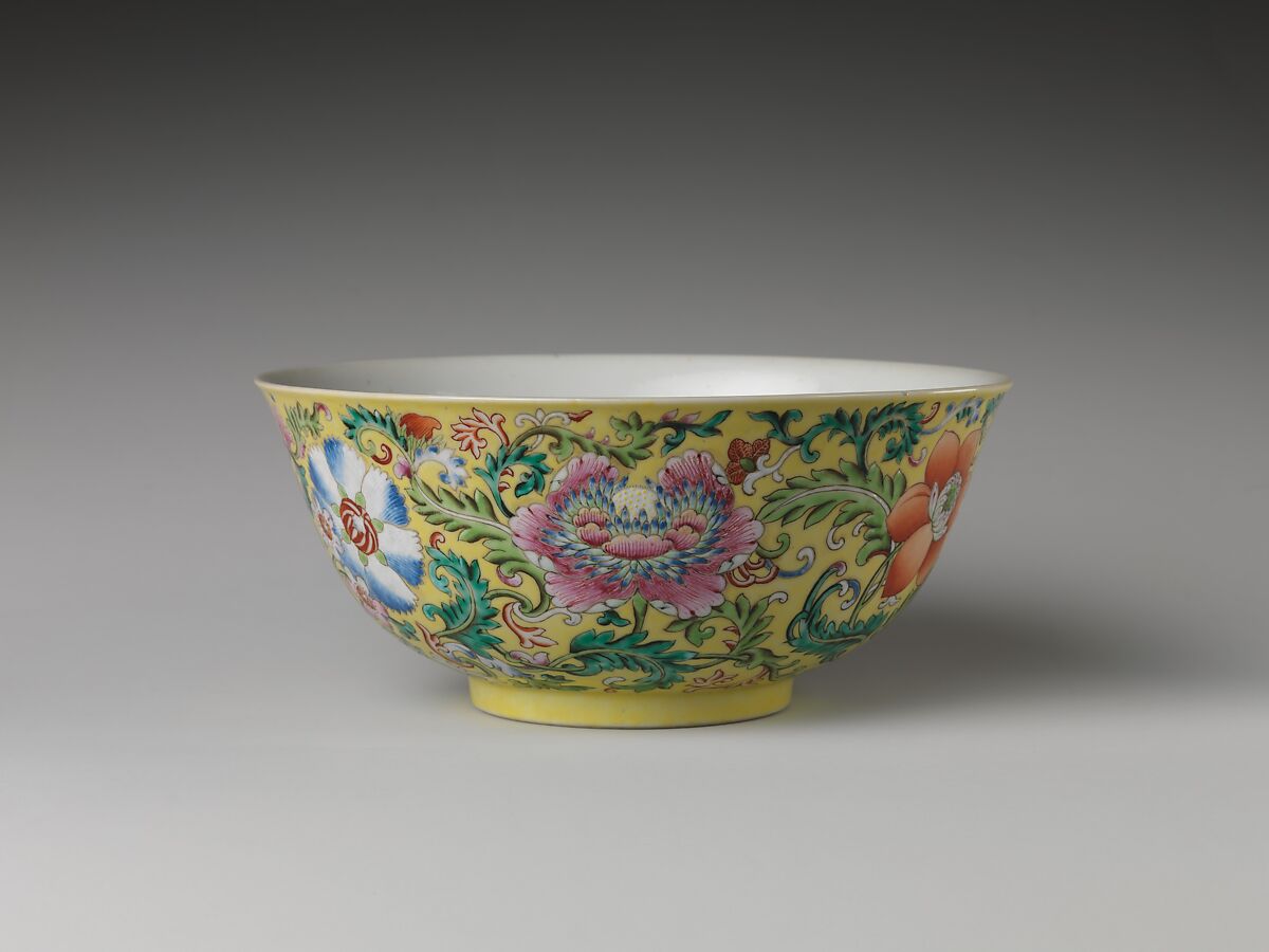 Bowl with imaginary composite flowers, Porcelain painted with overglaze enamels (Jingdezhen ware), China