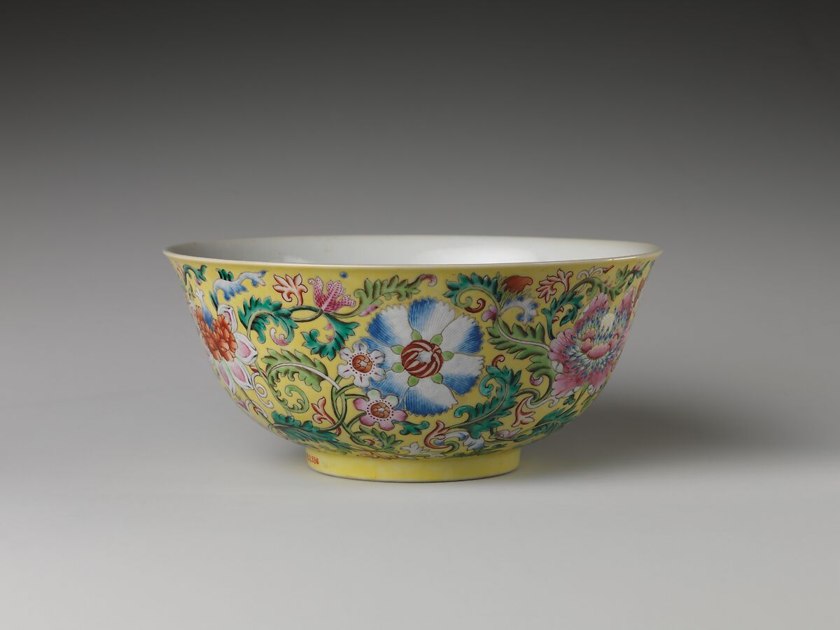 Bowl with imaginary composite flowers, Porcelain painted with overglaze enamels (Jingdezhen ware), China