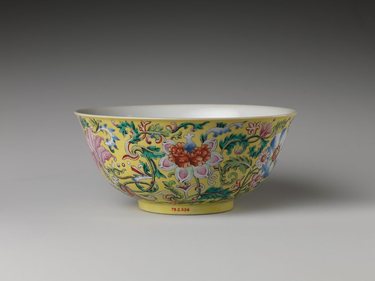 Bowl with imaginary composite flowers, Porcelain painted with overglaze enamels (Jingdezhen ware), China