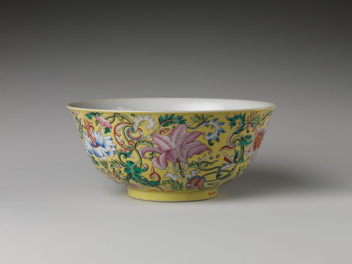 Bowl with imaginary composite flowers, Porcelain painted with overglaze enamels (Jingdezhen ware), China
