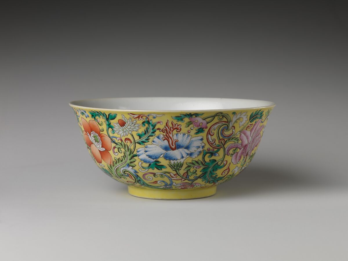 Bowl with imaginary composite flowers, Porcelain painted with overglaze enamels (Jingdezhen ware), China