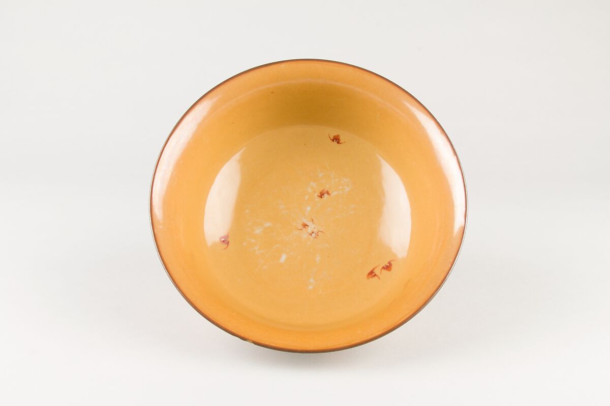 Bowl with flowers, Porcelain painted in polychrome enamels over café-au-lait glaze (Jingdezhen ware), China