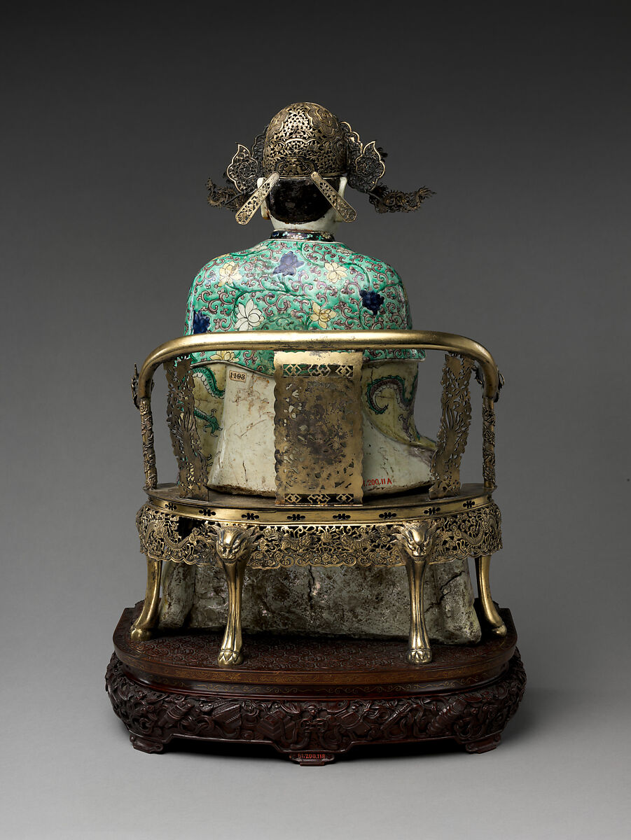 Figure, possibly the God of Wealth in His Civil Aspect, Porcelain painted in famille verte enamels on the biscuit and on the glaze, China