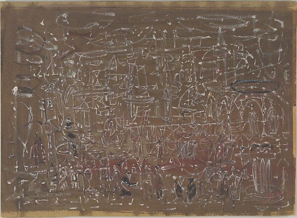 Fête, Mark Tobey (American, Centerville, Wisconsin 1890–1976 Basel), Gouache and oil on paperboard 