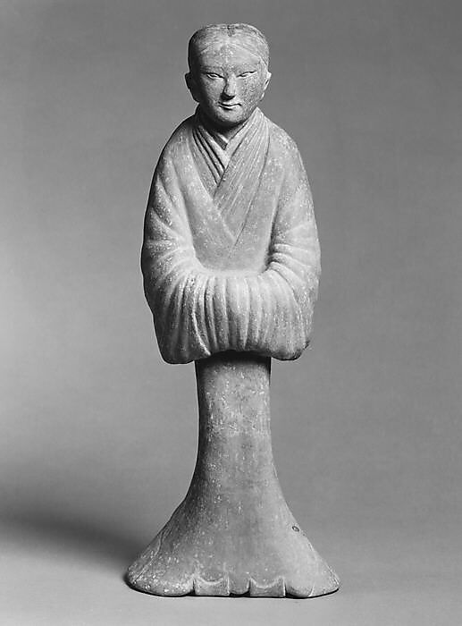 Figure of a Lady, Earthenware with traces of pigments, China