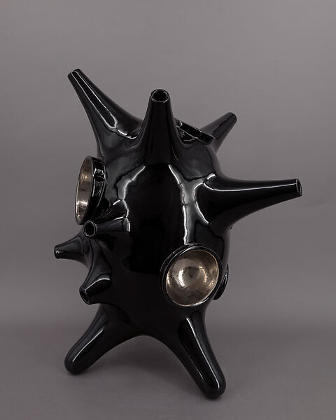 Standing Black Object No. 4, Michael Geersten (Danish, born Nakskov 1966), Earthenware, black glaze and platinum