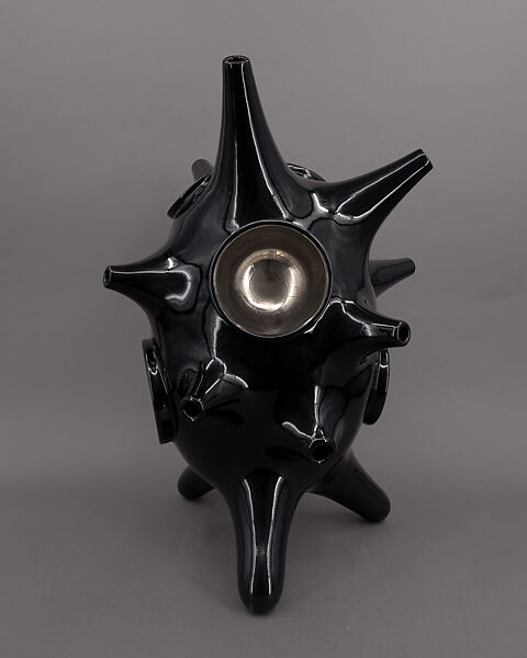 Standing Black Object No. 4, Michael Geersten (Danish, born Nakskov 1966), Earthenware, black glaze and platinum
